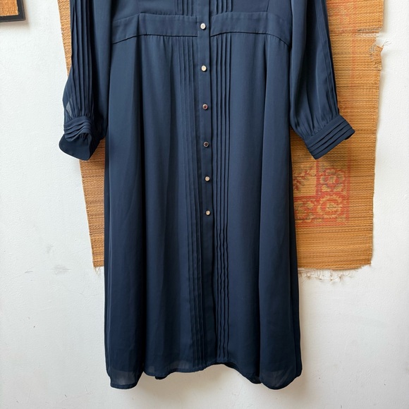 Karen Millen Pleated Midi Shirt Dress Navy Blue size 8 - Picture 8 of 11